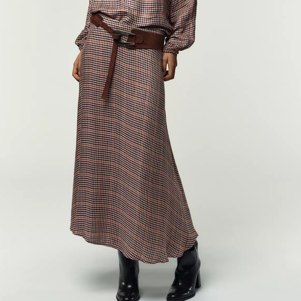 Zara Plaid Skirt With Belt